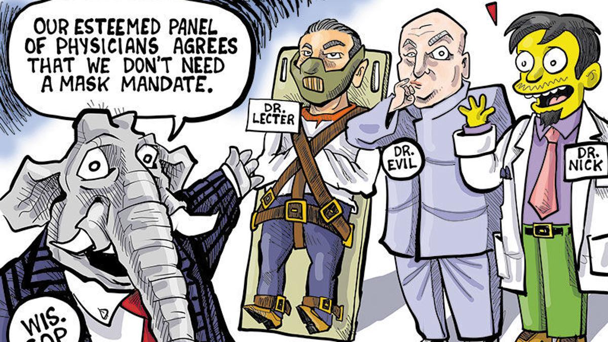 Hands on Wisconsin: Republican anti-mask panel is full of quacks | Opinion | Cartoon | madison.com