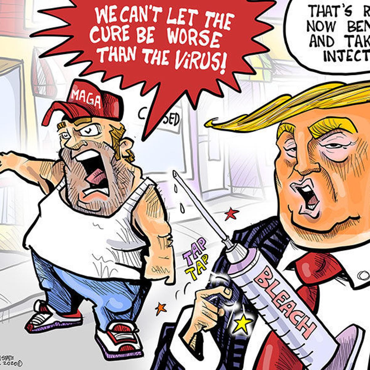 Hands On Wisconsin Trump S Cure Is Worse Than The Virus Opinion Cartoon Madison Com