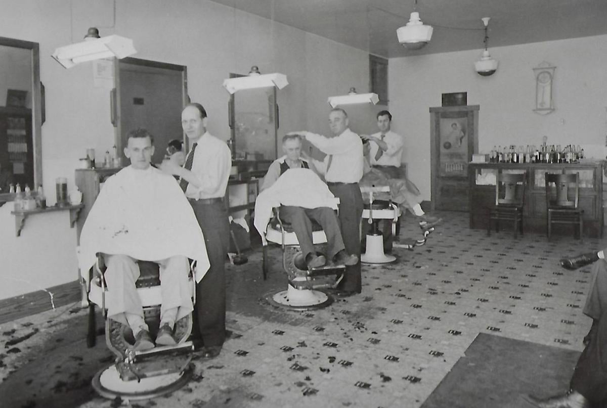 Eric Frydenlund's father's barbershop in Prairie du Chien in the late 1940s