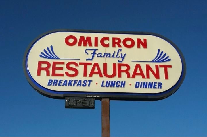 Omicron Family Restaurant sign