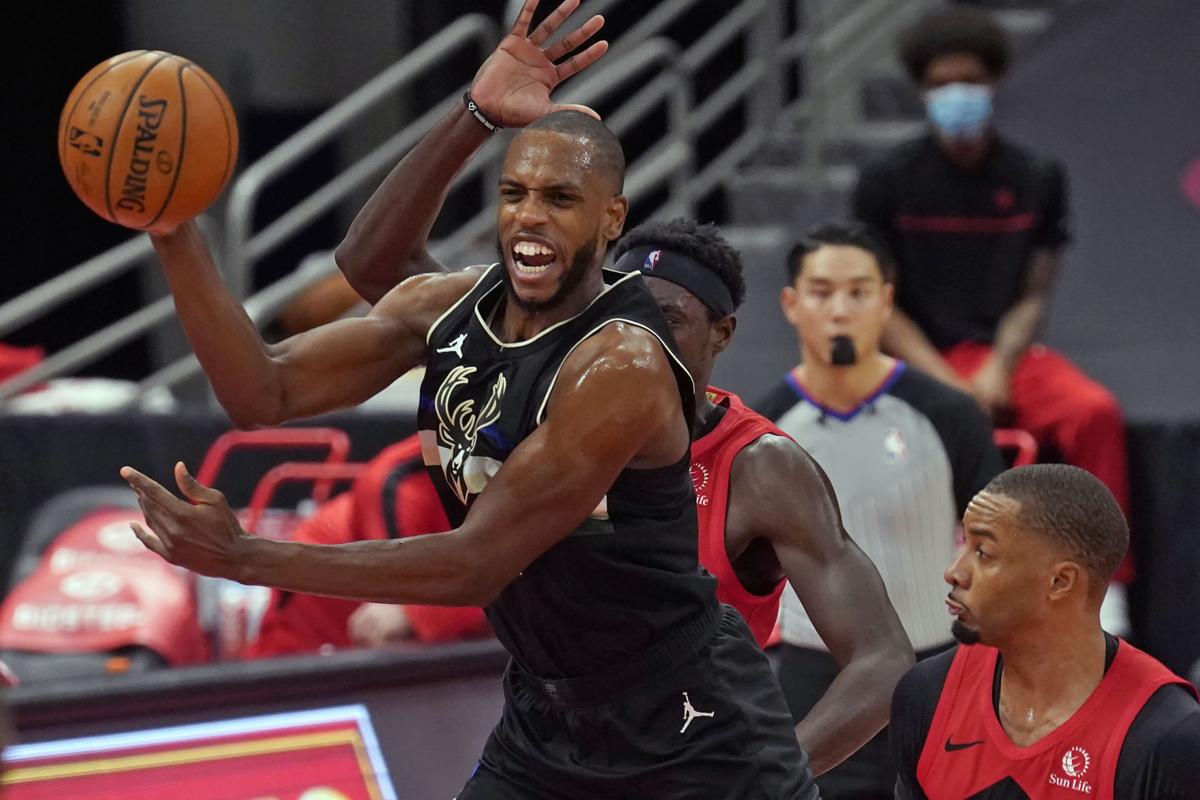Giannis Antetokounmpo Khris Middleton Score 24 Points Apiece Bucks Edge Raptors Basketball Madison Com