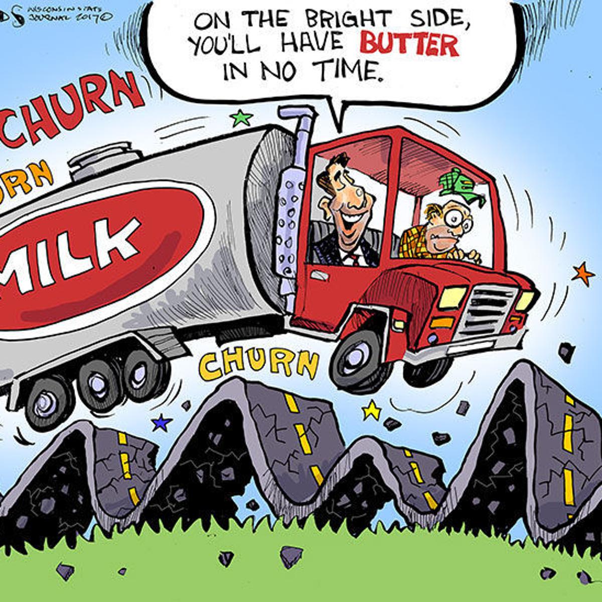 Hands On Wisconsin Scott Walker S Bumpy Roads Churn Up A Storm Opinion Cartoon Madison Com