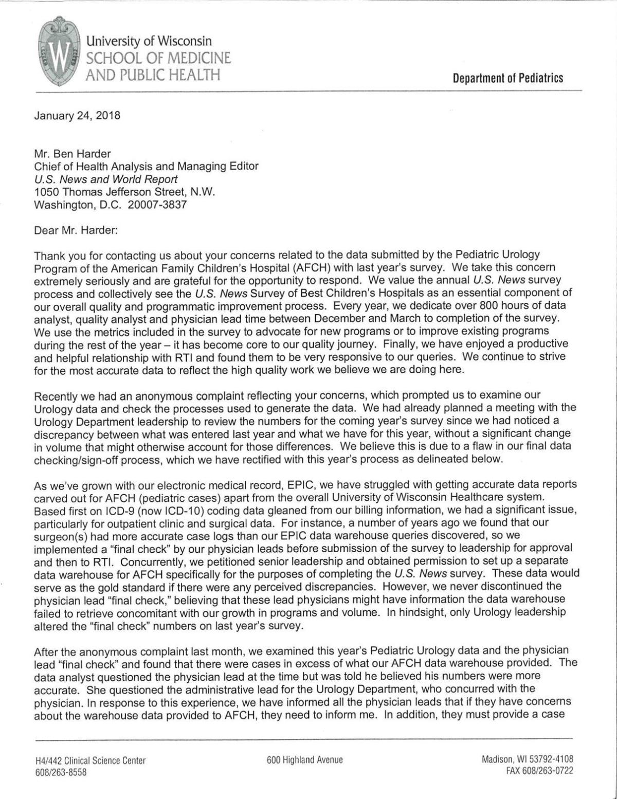 Uw Letter To U S News Madison Com