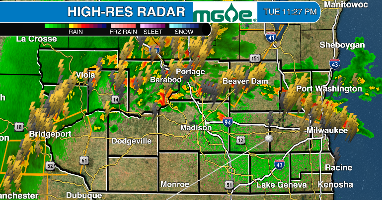 Severe thunderstorm warning issued for Dane County