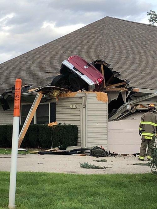 Truck through roof