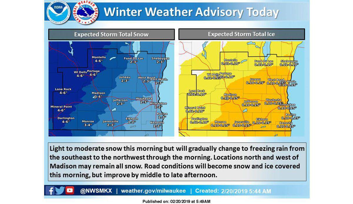 Latest Winter Storm Delivering Snow Ice To Southern Wisconsin On