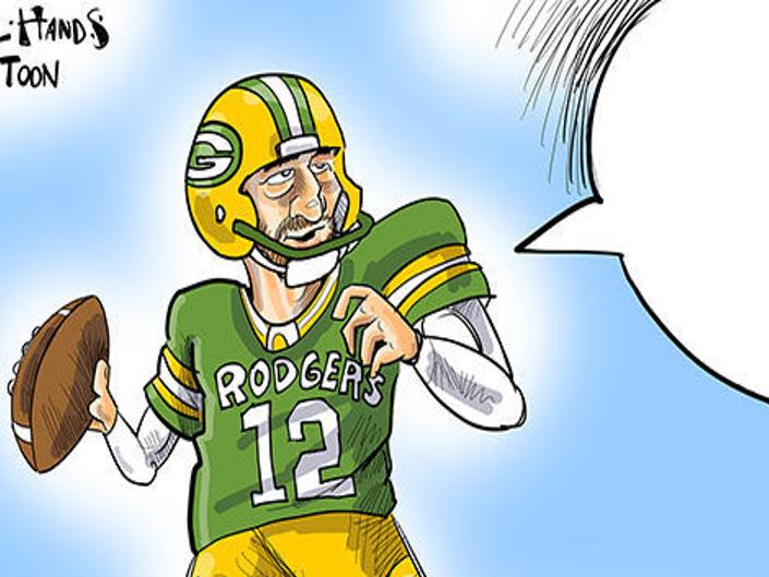 Aaron Rodgers Plays On Injured Leg In This Week S Contest Opinion Cartoon Madison Com With unparalleled arm strength rodgers has become the master of the hail mary. aaron rodgers plays on injured leg in