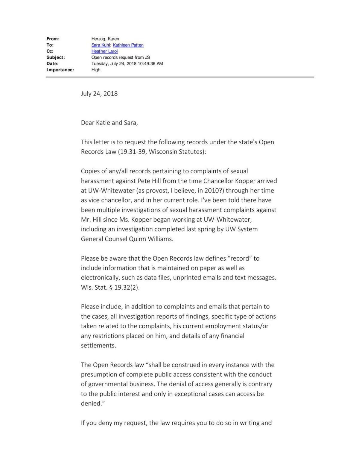 Uw System S Investigation Of Sexual Harassment Allegations Against Alan Pete Hill Madison Com