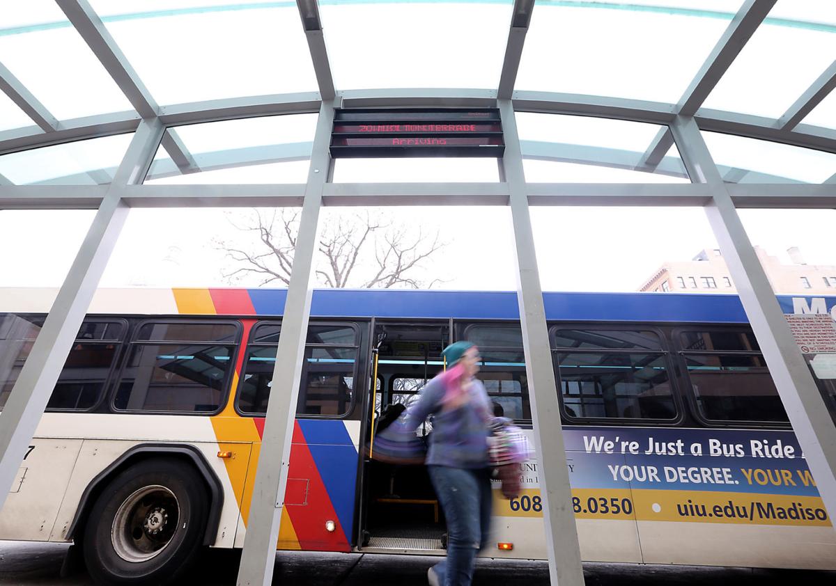 Metro transit bus at shelter