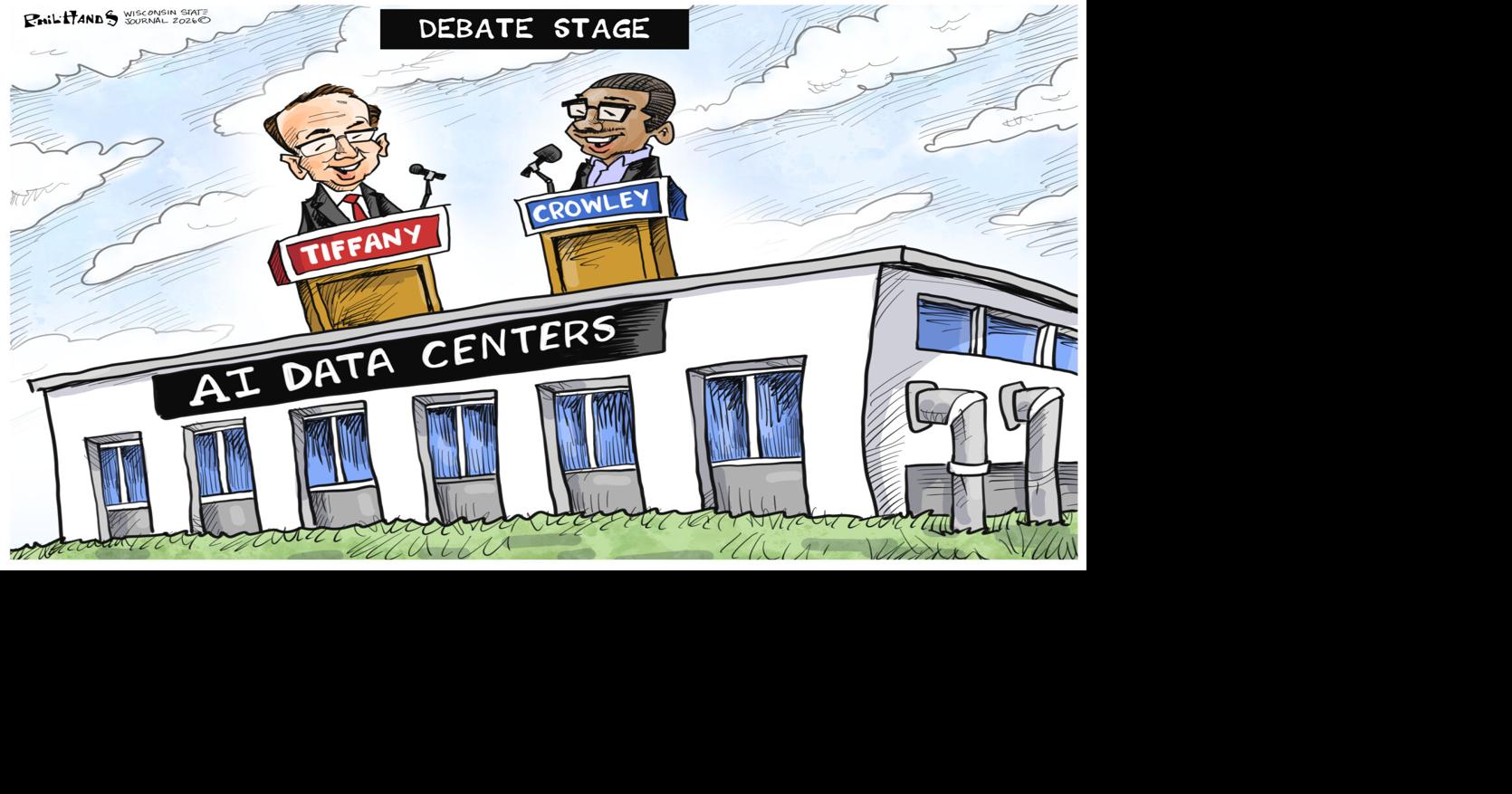 Wisconsin governor's debate stage is set in Phil Hands' cartoon
