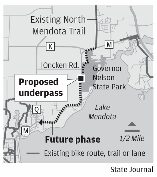 Lake Mendota North Bike Trail map