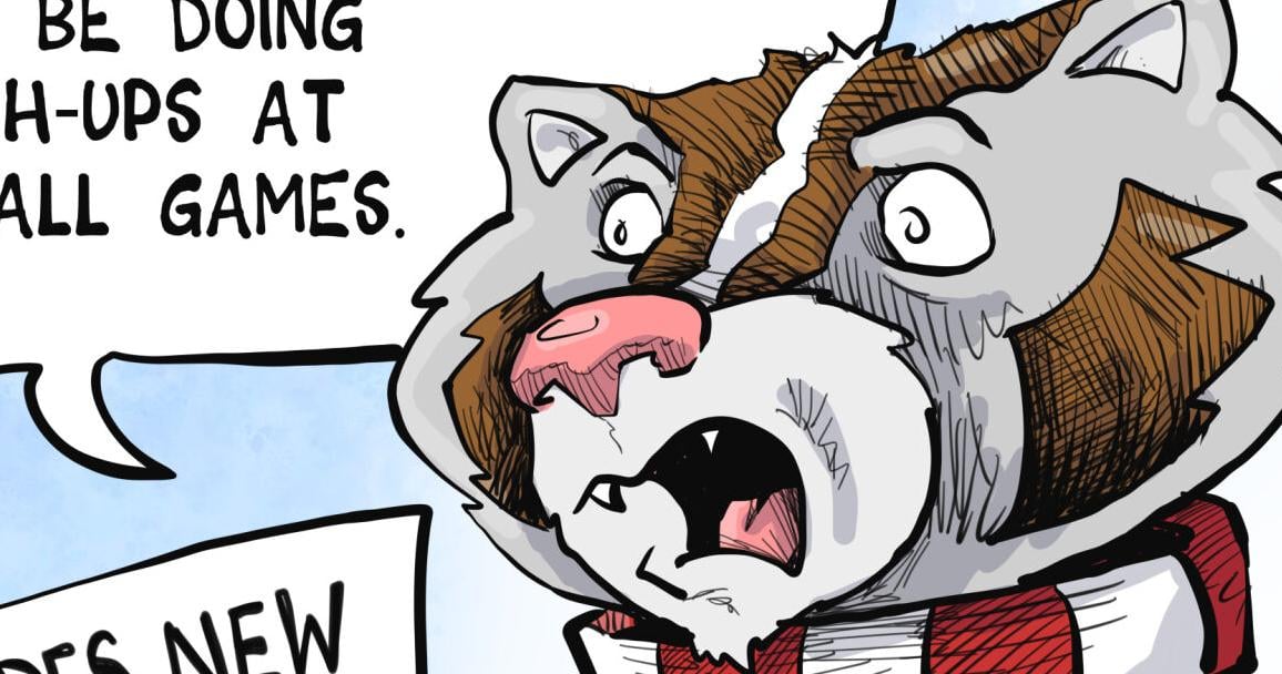 YOU TOON Push-ups at Wisconsin games win You Toon caption contest