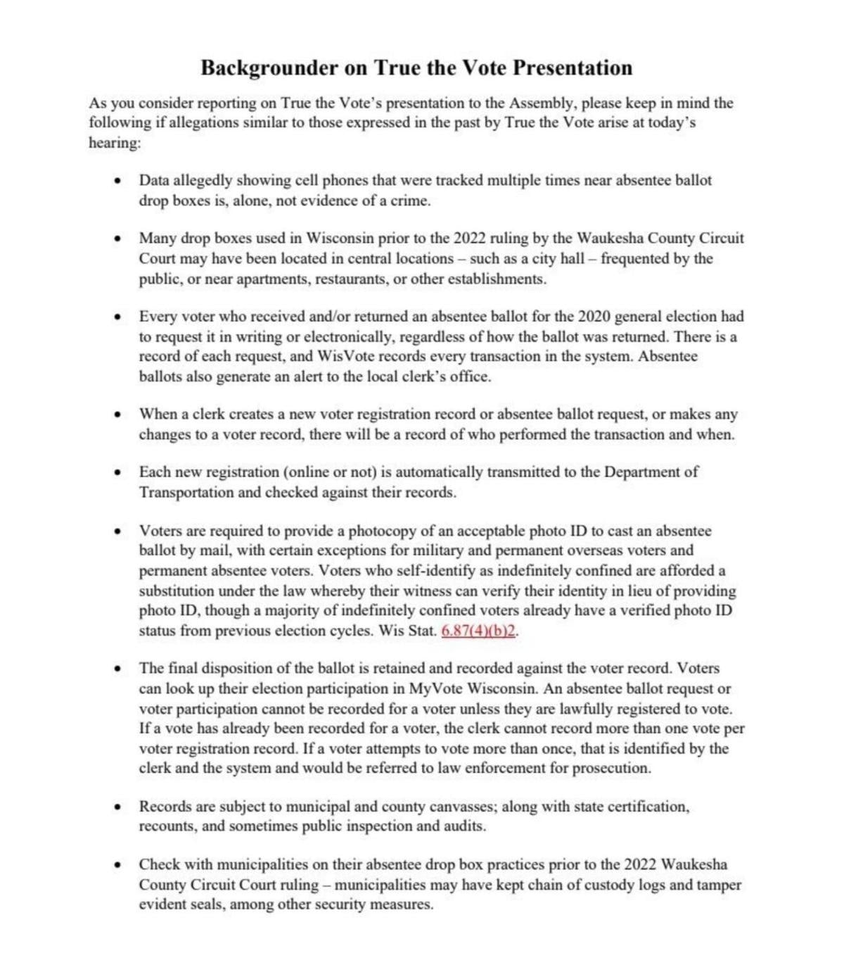 Wisconsin Elections Commission fact sheet