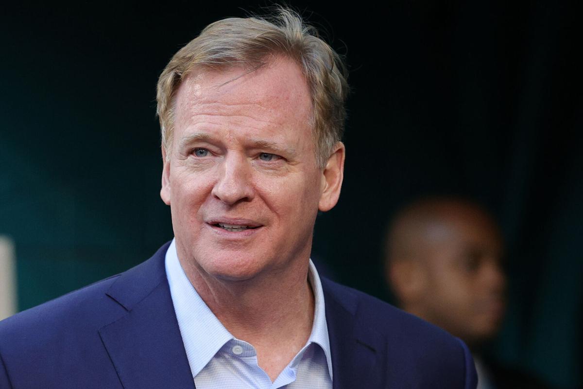 NFL Commissioner Roger Goodell looks on before Super Bowl LIV between the Kansas City Chiefs and the San Francisco 49 ers at Hard Rock Stadium on Feb. 2, 2020 in Miami, Florida.