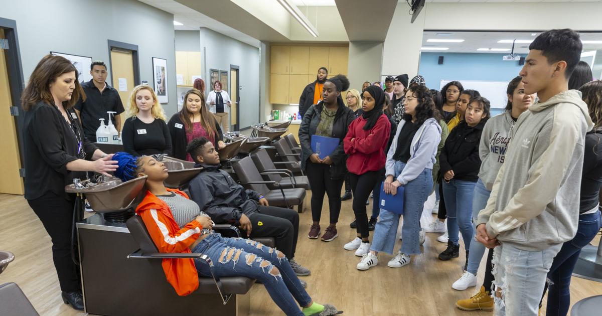 Verona High School students exploring cosmetology career