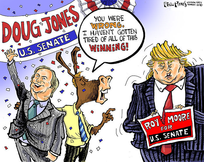 Hands On Wisconsin Doug Jones Defeats Roy Moore In Alabama Opinion Cartoon 1603