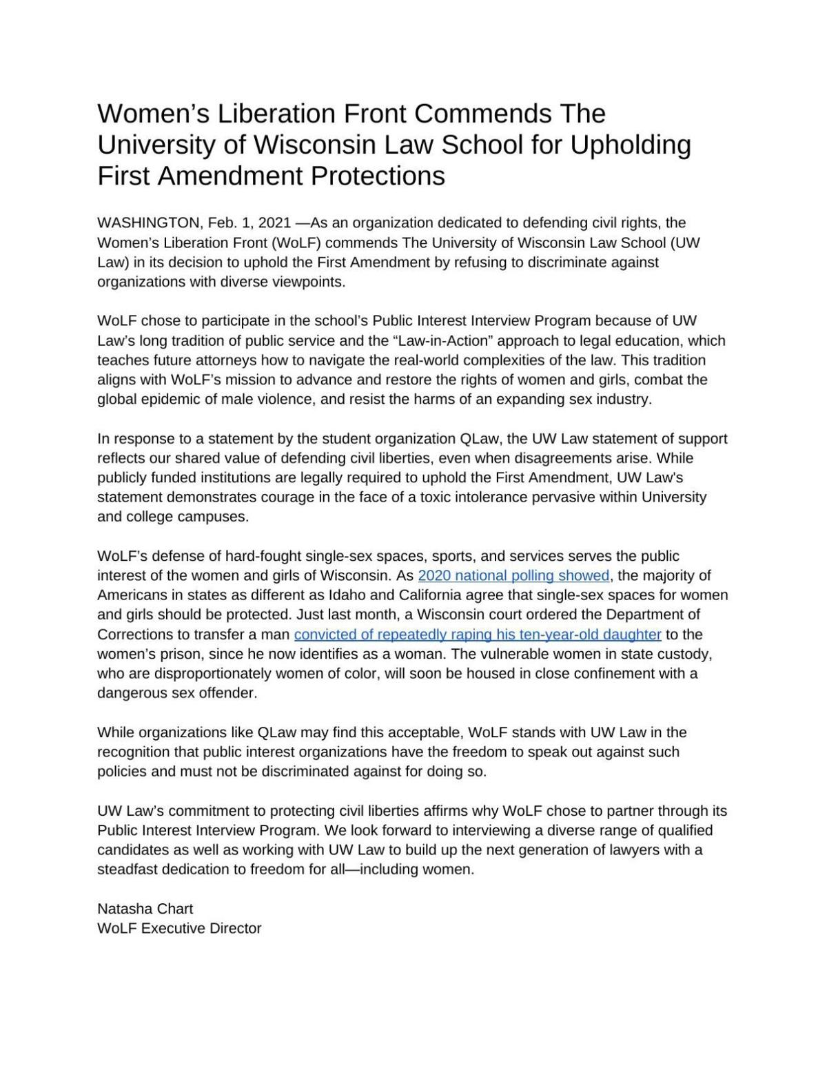 WoLF Statement on UW Law.pdf