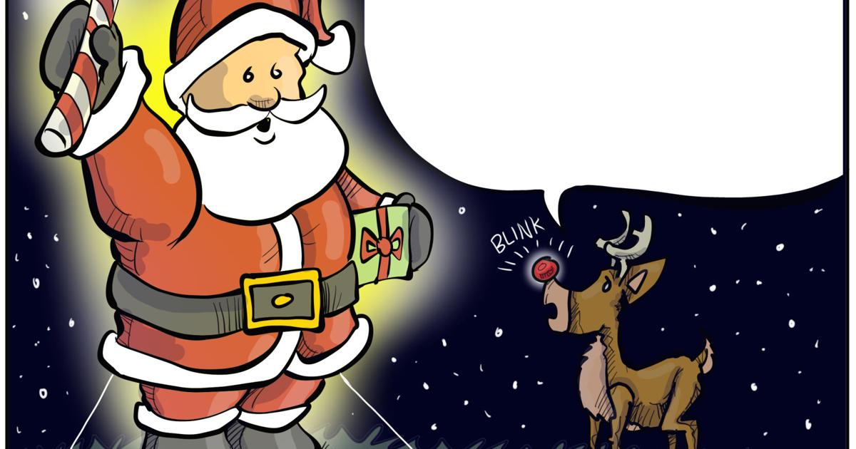 Rudolph meets bright inflatable Santa in You Toon contest