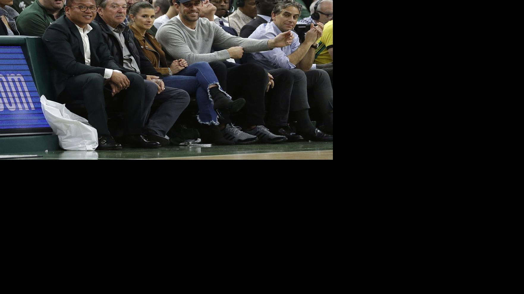 MVP support: Aaron Rodgers, Christian Yelich and Ryan Braun watch Giannis Antetokounmpo, Bucks ...