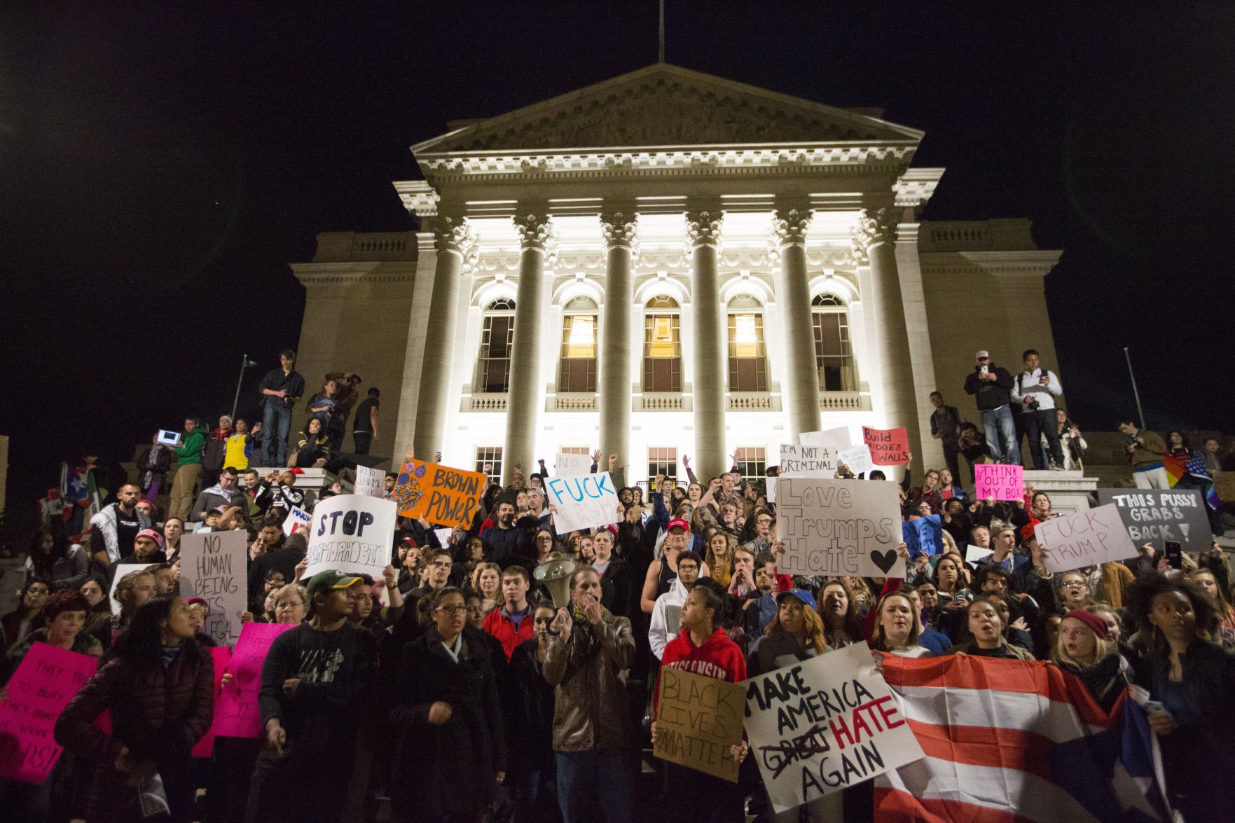 Photos: Thousands Protest Donald Trump's Election In Downtown Madison ...