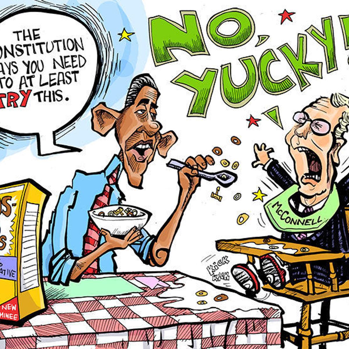 Hands On Wisconsin Sen Mitch Mcconnell Finds Supreme Court Nomination Process Distasteful Opinion Cartoon Madison Com