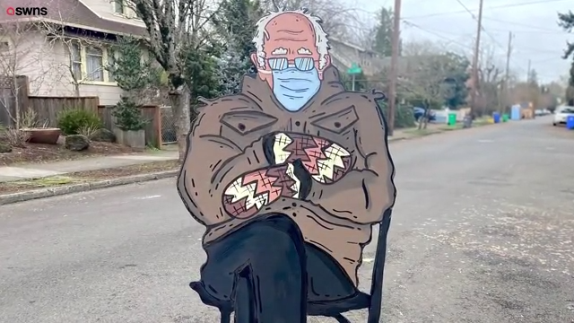 Portland Artist Creates A Life Sized Cutout Of The Bernie Sanders Meme Entertainment Madison Com