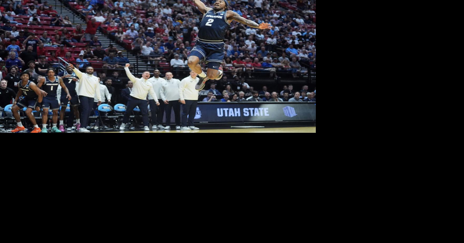 Collins scores 20 points to lead Utah State over Villanova 86-76 in March Madness