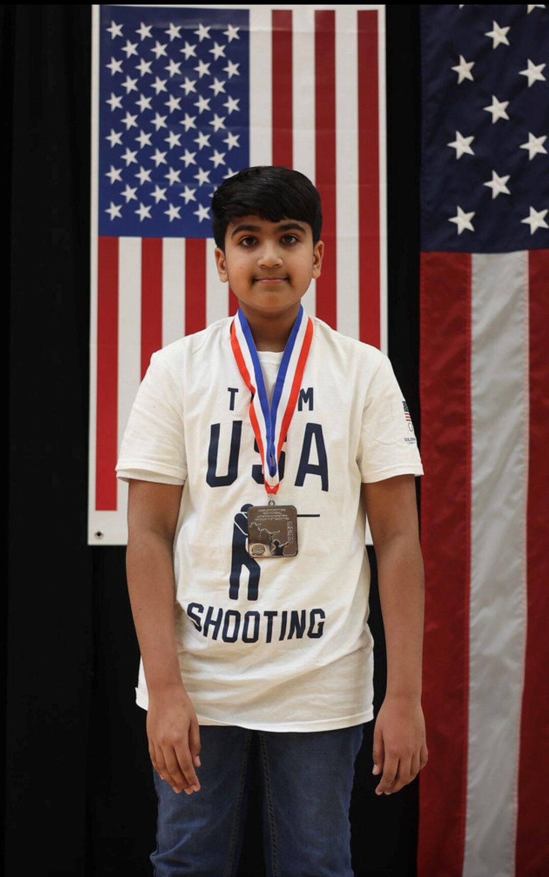 12 year old Nikhil Surya Junior Olympic air rifle silver medalist