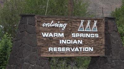 The sign when entering the Warm Springs Indian Reservation