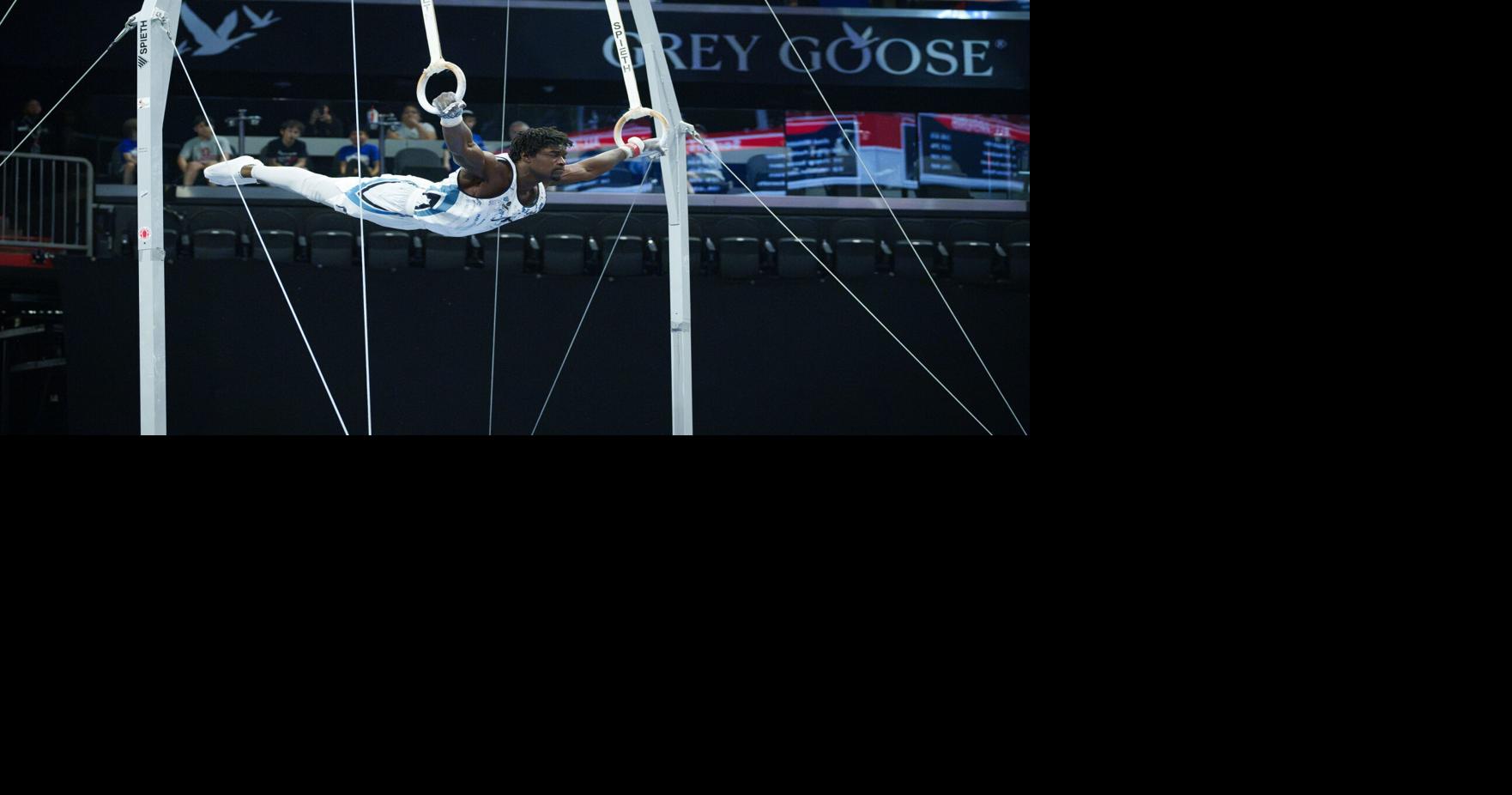 Fred Richard competes on the rings in the Xfinity U.S. Gymnastics senior menÕs c...