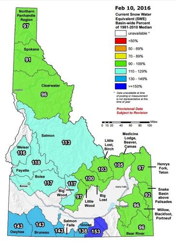 Idaho SNOTEL Current Snow Water Equivalent