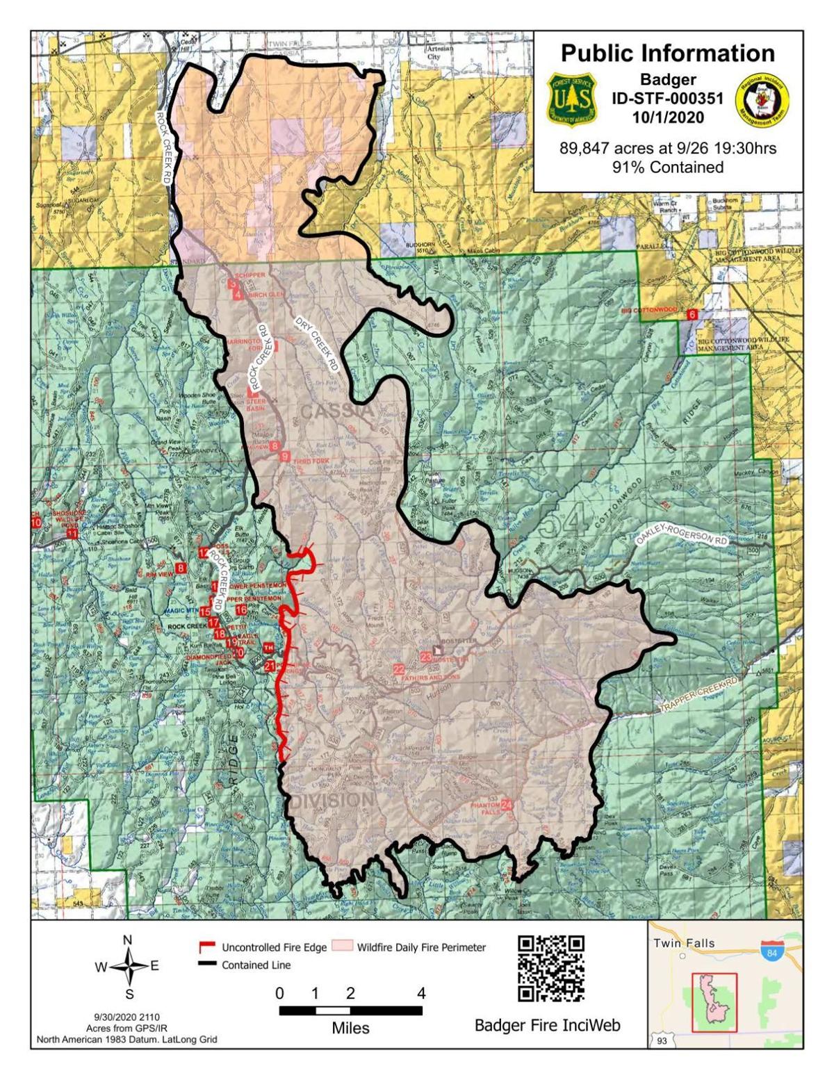Badger Fire Thursday map