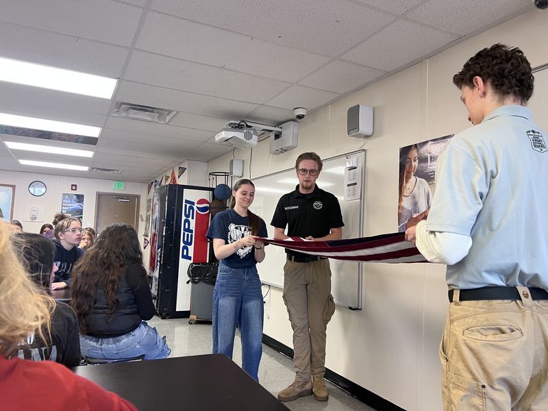 Bridge Academy students learn about the American flag