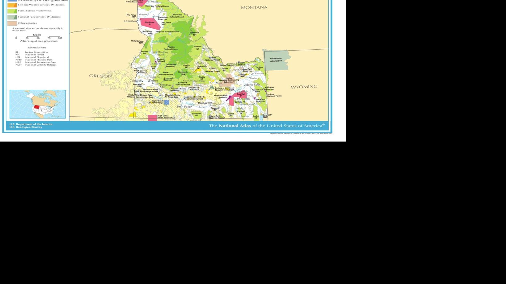 Federal land ownership in Idaho