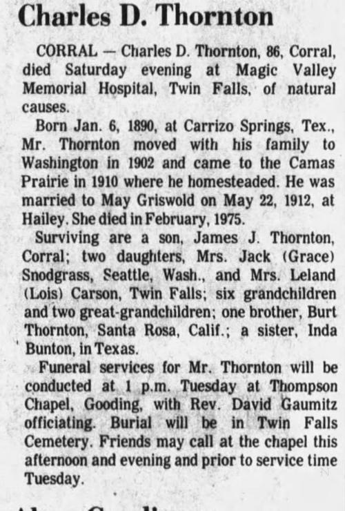 The TimesNews (Twin Falls, Idaho) 15 Mar 1976 pg2 Charles D Thornton