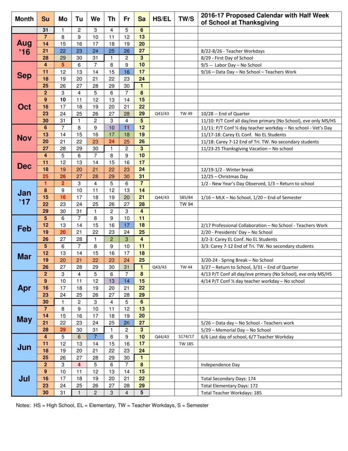 Blaine County School District Calendar