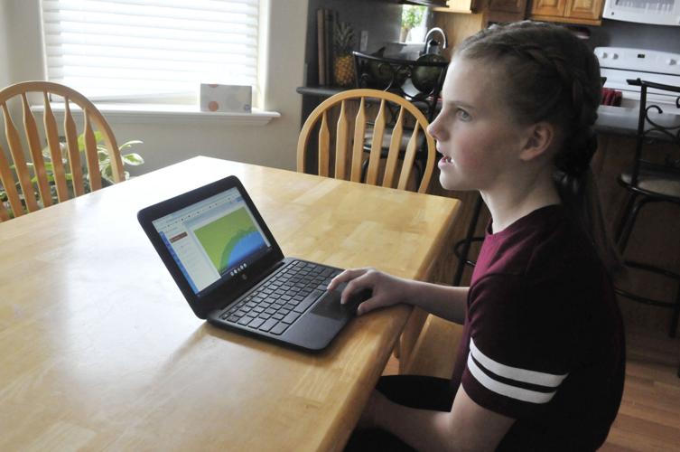 Charity at computer