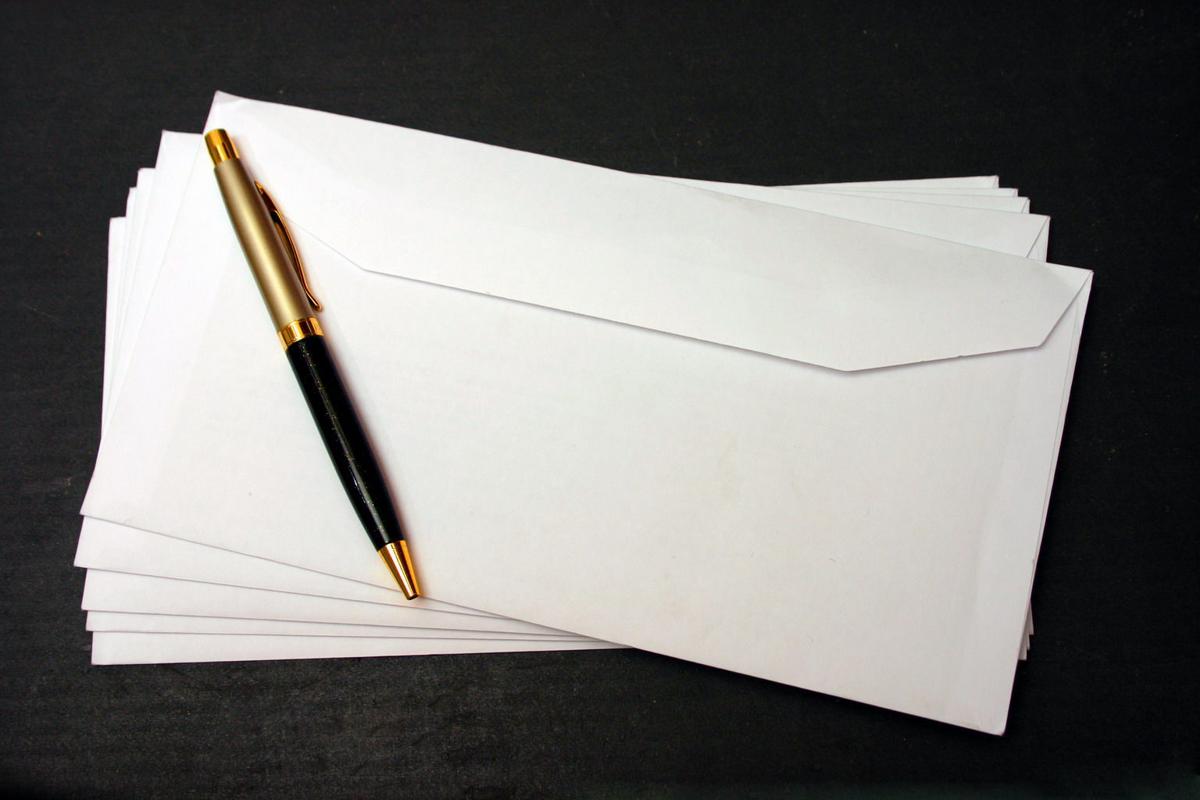 Mailbox, letter, pen, write, stock
