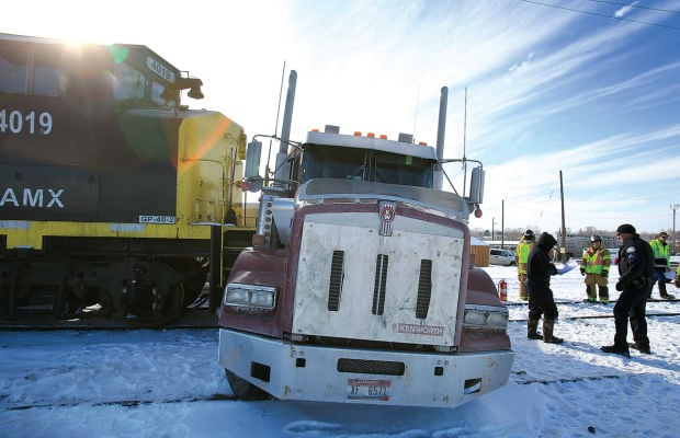 No Injuries When Train Hits Semi