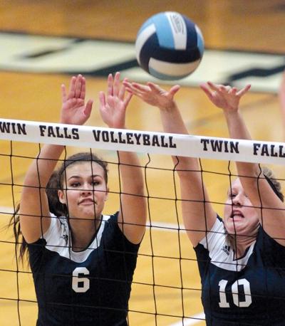falls twin volleyball school tournament wins magicvalley during dolores kaiya moffitt kroese junior ashley senior smith block times their