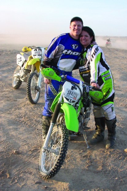 dirt bike couple outdoors