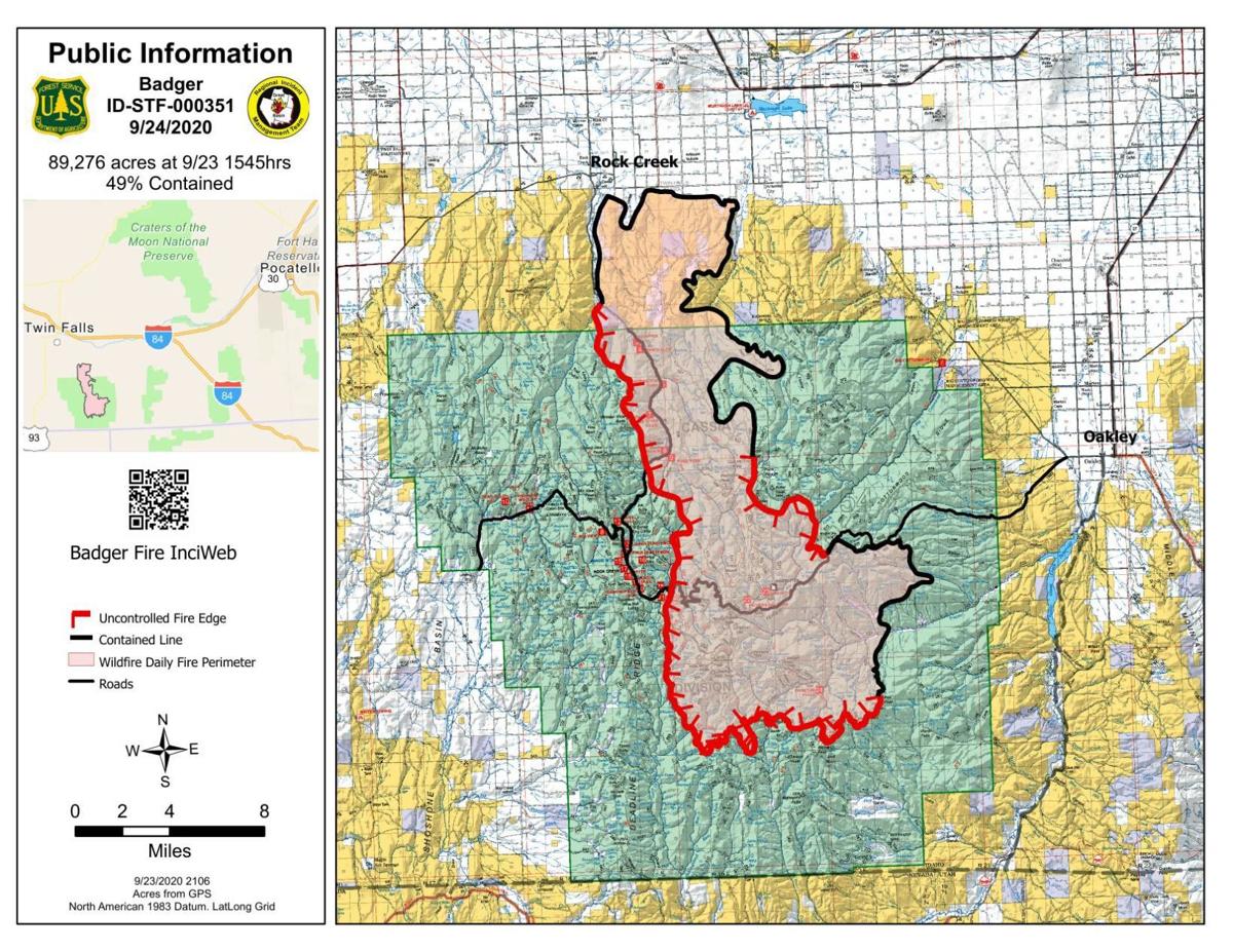 Badger Fire map Thursday