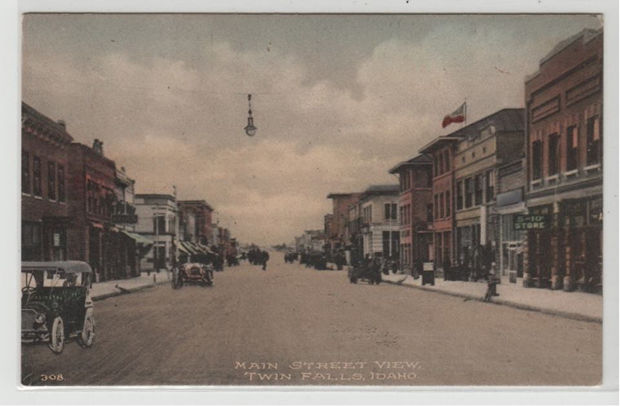 Color Tinted Photo of Early Twin Falls