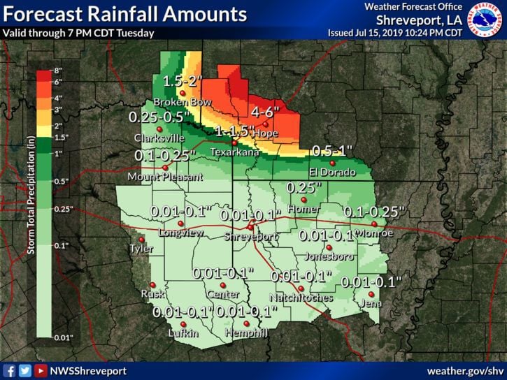 Flash flood watch in effect for all of South Arkansas, Ouachita River ...