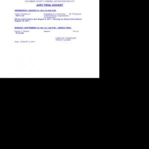 Columbia County Circuit Court criminal trial docket for August
