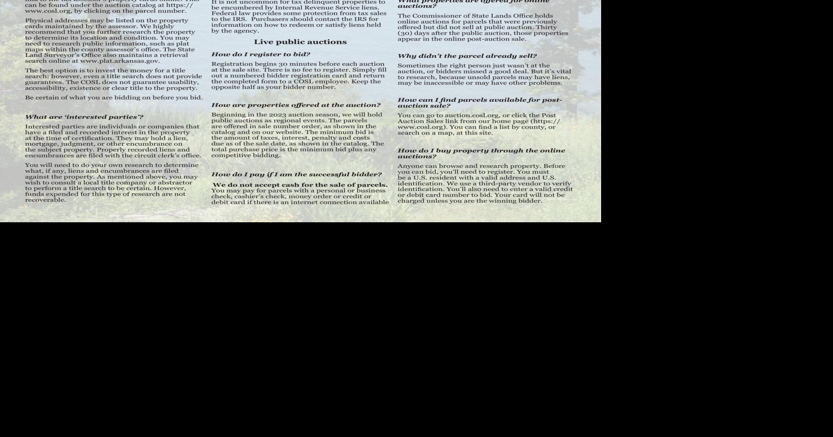 Want to buy taxdelinquent property in Columbia, Union or Calhoun