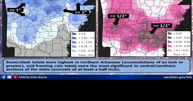Chart notes where ice had hardest grip on Arkansas last week