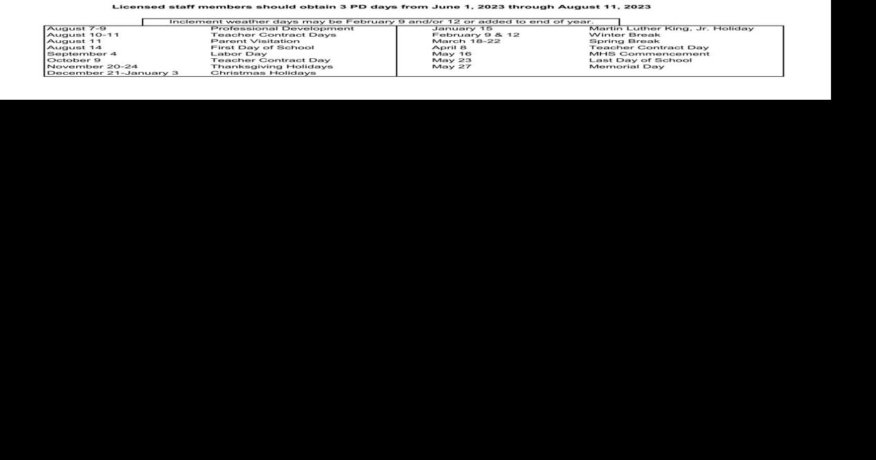 Magnolia School District calendar