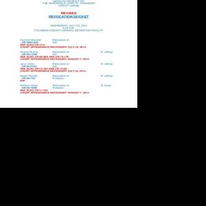 (With PDF of docket) Judge Singleton will hear Columbia County
