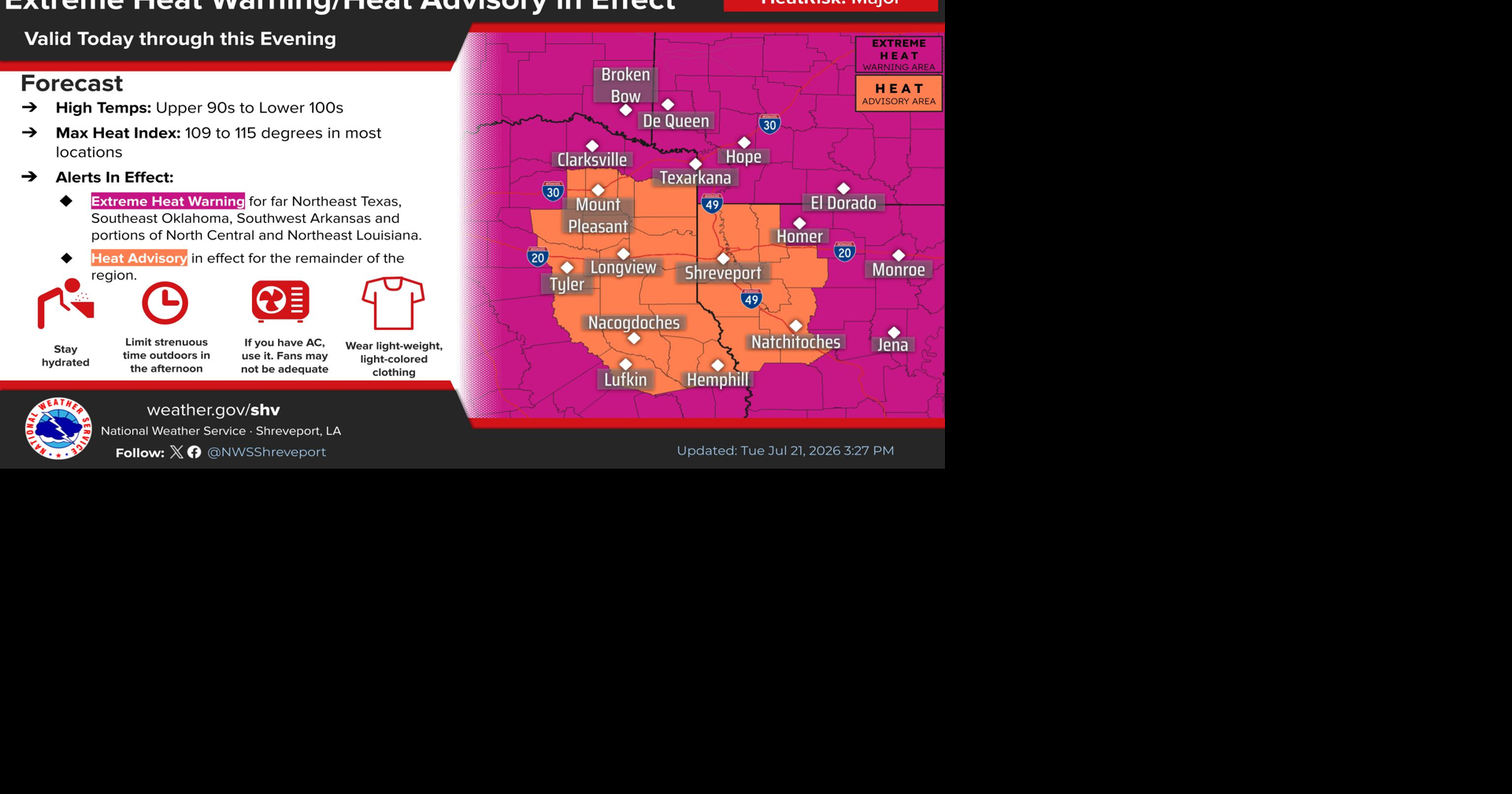 Extreme heat warning in effect for Magnolia region | Local News ...